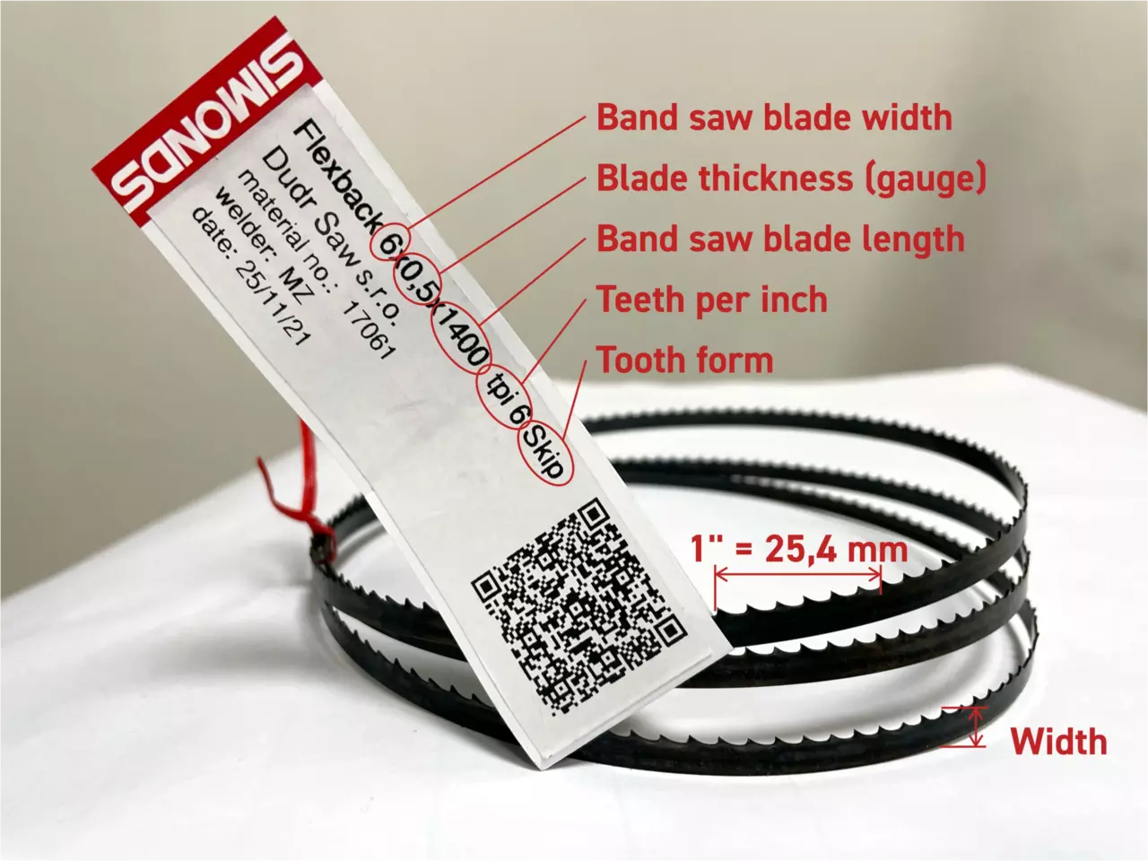 Product label. What do the figures on a band saw blade mean? ️ | Dudr Saw